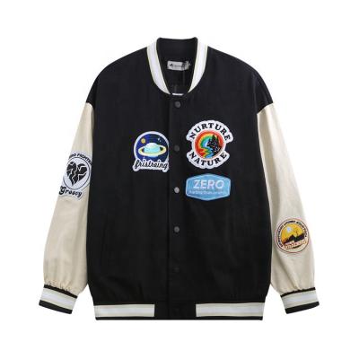 China Windproof Jacket Men's Embroidery Patch Cartoon High Street Loose Casual Paneled Jacket Autumn Men Baseball for sale