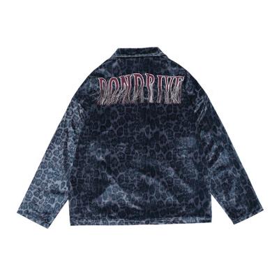 China Breathable Leopard Embroidery Letter Streetwear Men's Loose Jacket Autumn Casual Outerwear Men Jacket Men for sale