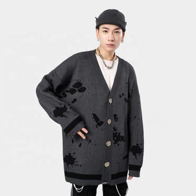 China Breathable Sweater Men's Cardigan Streetwear Loose V Neck Knitted Sweaters Autumn Casual Sweater Outerwear Men for sale