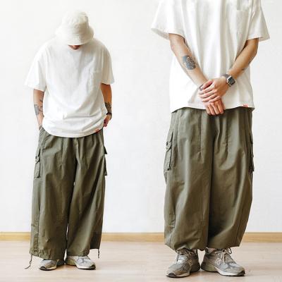 China Multi-pocket Windproof Cargo Pants Men's Casual Solid Color Straight Pants Loose Wide-Leg Cropped Pants Men Ankle-Length Pants for sale