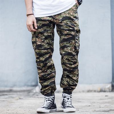 China Tiger Stripe Print Camouflage Windproof Cargo Pants Safari Trousers Men's Military Jogger Tactical Pants Streetwear Multiple Pockets for sale