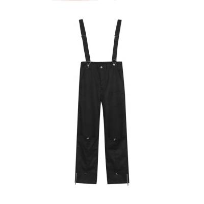 China Solid Color Breathable Suspender Pants Men's Streetwear Overalls Straight-Leg Trousers Casual Loose Pants for sale