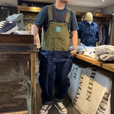 China Plus Size Bib Functional Safari Cargo Work Pants Multiple Contrast Paneled Pants Men's Overalls Pockets Denim Overalls Men's Jeans for sale