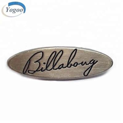 China Stainless Fashion Brand Custom Engraved Metal Plate Engraved Metal Oval Logo Plate for Handbags for sale