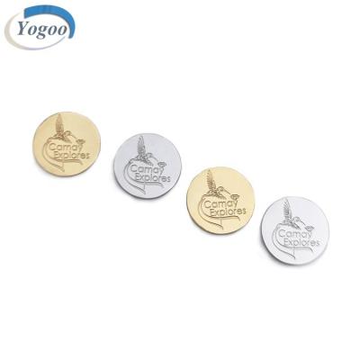 China Custom Logo Engraved Metal Label For Design Gold Silver Viable Circle Custom Bottle for sale