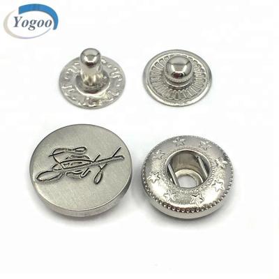 China Sustainable European Standard Plating Round Snap Button Custom Logo Metal Engraved Snap Button for sale