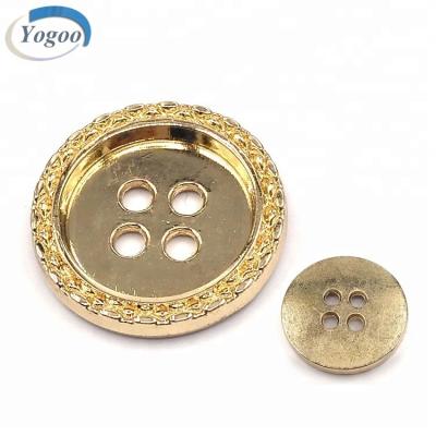 China Sustainable Delicate 4 Hole Die Casting Gold Embossed Metal Sew Buttons For Coats / Shirts for sale