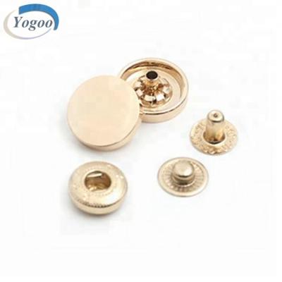 China 15mm Gold Round Alloy Metal Snap Button Workable Custom Four Piece Snap For Garment for sale