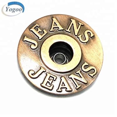 China Hot Selling Custom Nickel Viable Logo Engraved Copper Metal Button Free For Jeans / Pants for sale