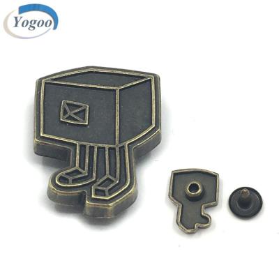 China Viable Private Casting Brass Button Logo Rivet Embossed Metal Antique Rivets For Clothing Jeans for sale