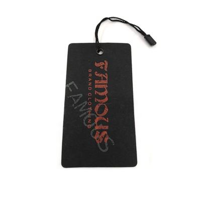 China Viable High Quality Black Paper Label Private Label Printing Brand Custom Logo Wig Hang Tag With Rope for sale