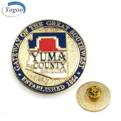 China 3D Sweet Small MOQ Enameled Round Brand Logo Brass Gold Custom Metal Pin Badge for sale