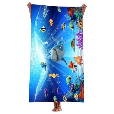 China Best Selling Popular Kids Safe Microfiber Printed Sea Design Beach Towel Shower Towel Summer Soft Bath Towel for sale