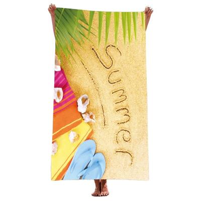 China Bilateral Printed Quick Dry Free Proof Reused Beach Towel High Quality Child Safe Microfiber Beach Towel Sand for sale