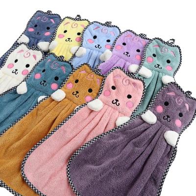 China Child Safe Soft Hanging Bathroom Coral Velvet Cleaning Towel Super Absorbent Microfiber Hand Towel Kitchen for sale