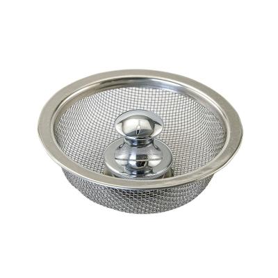 China Modern Stainless Steel Metal Brass Mesh Sink Strainer Handle For Kitchen Shower Bath Drain Hair Catcher for sale