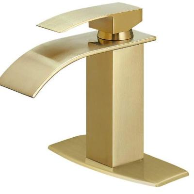 China Metered Faucets Waterfall Spout Bathroom Faucet,Single Handle Bathroom Sink Faucet Toilet Vessel Basin Mixer Tap With Apron Brush for sale