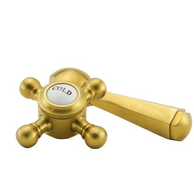 China China Thermostatic Desk Mounted Faucets China Hot Selling Brushed Gold PVD Classic Brass Faucet Spout Cross Handle for sale