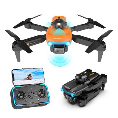 China Headless mode F187 4K Mini Black Orange Dual Camera Smart Hover LED Light Show Beginner Toy Drones for sale