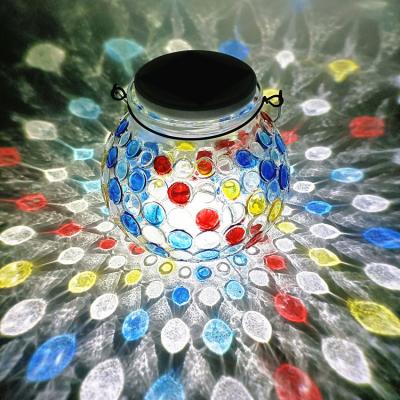 China Modern Colorful Outdoor Hanging Solar Lamp Sunny Solar Garden Glass Jar LED Light Outdoor Solar Lighting for sale