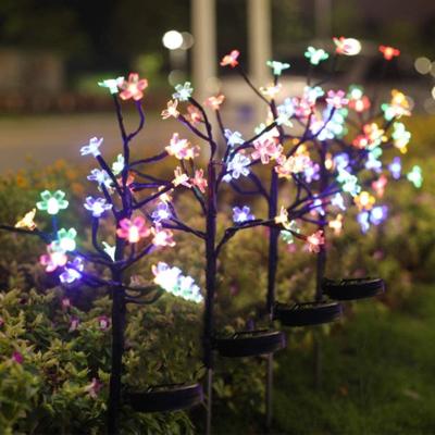 China 20 LED Fairy Lights Sakura Stake Light Outdoor 20 Flower Garden Solar Powered Solar LED Light Decorative Lawn Lamp for sale