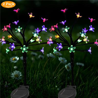 China Solar Sakura Stake Light RGB 20 LED Solar Panel String Lights Outdoor Garden Yard Decorative Solar Lamps for sale