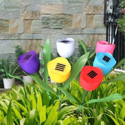 China Waterproof Outdoor Bedroom Lawn Flower Light Landscape Garden LED Tulip Solar Lamp Solar Spike Holiday Light for sale