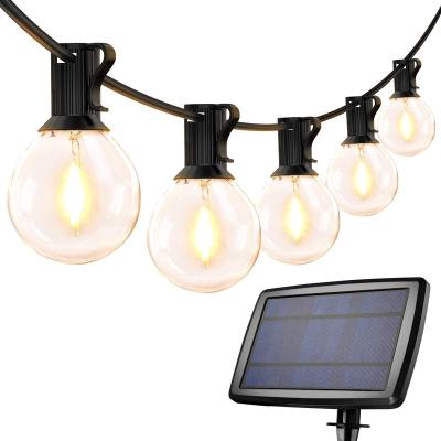 China Easy Installation Outdoor Decor String Lights Retro Solar Bulb String Lights with Waterproof Solar Panel G40 LED Bulbs for sale