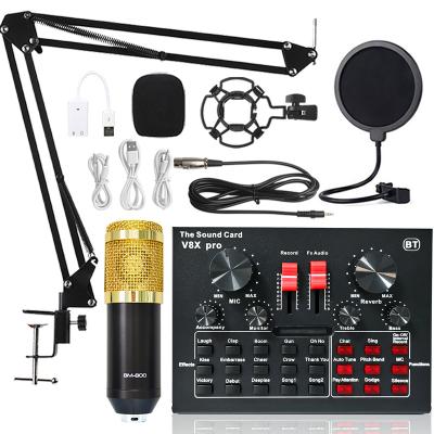 China BM800 Microfone V8xpro professional desktop condenser microphone sound card set for live webcast recording for sale