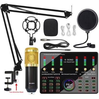 China Professional BM800 Desktop Multifunctional Microfono and DJ10 BM900 Sound Card Set Karaoke Studio Recording Condenser Microphone for sale