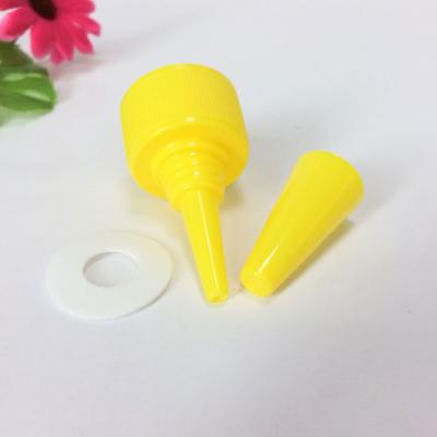 China Non Puddle Hot Sale M24-410 Headed Mouth Cap Plastic Pointed Mouth Screw Cap For Eyelash Perm Bottle for sale