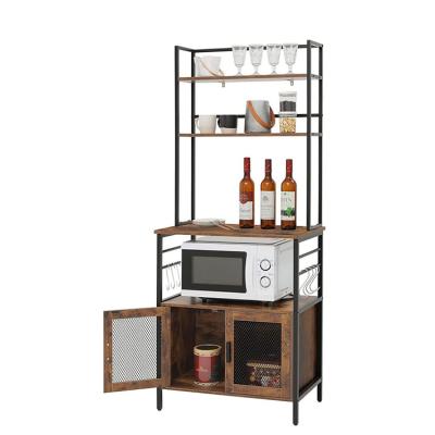 China Multi Purpose Fruit Kitchen Supply Sundry Storage Rack Viable , Wooden Kitchen Rack With Storage Cabinet for sale