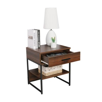 China No Rack Modern Classic Particles Bedroom Nightstand Wooden Rustic Bedside Table for sale