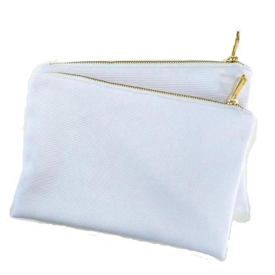 China 12ozs Poly Canvas Makeup Bag Washable Thick White Toiletry Cosmetic Bag For Sublimation Printing Blank Blank for sale