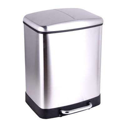 China Mini 24L sustainable stainless steel 2compartment recycle bins for sale