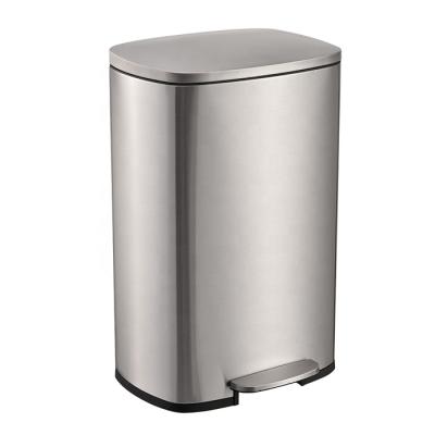 China Viable Standard Size For Indoor Dust Bin Advertising Rectangle Stainless Steel Pedal Trash Can for sale