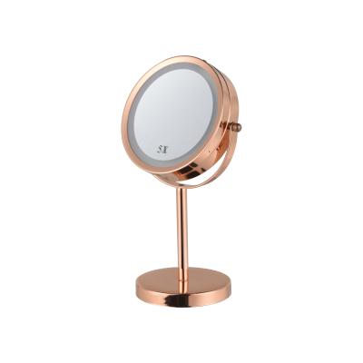 China New Factory Design Bedroom Lighted Round Shape Magnifying Cosmetic Desk Led Vanity Makeup Mirror for sale