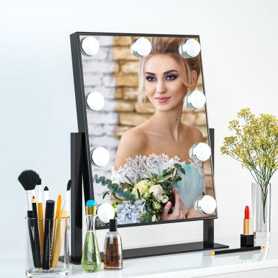 China Modern Elegant Wholesale Amazon Hot Sale Beauty Hollywood Style Led Light Tabletop Makeup Mirror for sale