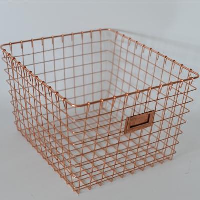 China Wholesale Fashion Design Metal Rectangular Decorative Wire Mesh Home Storage Laundry Basket To Tidy/Storage for sale