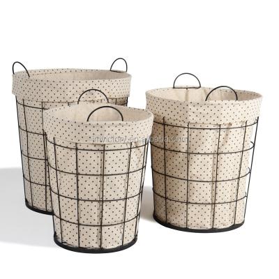 China Wholesale Standing Wrought Iron Wire Storage Basket Laundry Basket Laundry Basket For Bathroom for sale