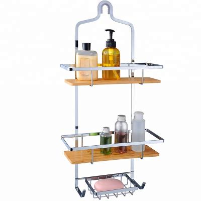 China Viable Modern Bathroom Metal Wall Hanging Corner Shower Wire Shelf Bathroom Three Tier Rack for sale