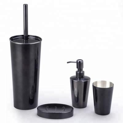 China Sustainable Hotel Bathroom Accessories Set Bathroom Accessory Set Black for sale