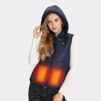 China Winter Waterproof Battery USB Charging Heating Shirt Waterproof Women's Heated Vest With Hood for sale