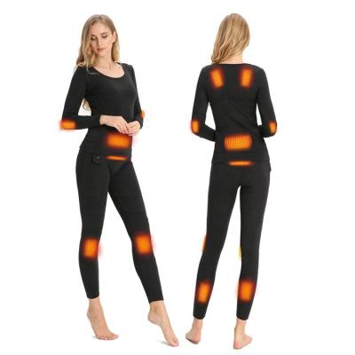 China Women Thermal Keep Warm Long Rechargeable Battery Thermal Heated Underwear for sale