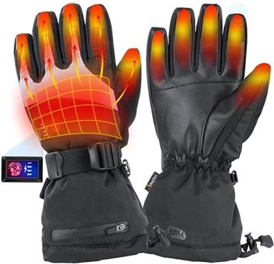 China Rechargeable Battery Warm Electric Winter Gloves Outdoor Thick Heated Sports Gloves, Black Gloves for sale