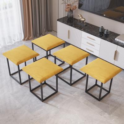 China Foldable Stool Foot Rest Telescopic Folding Beauty Chairs Sofa Stool Square Telescopic Stool for sale