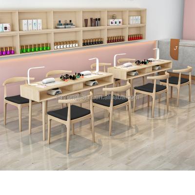 China Contemporary Luxury Nail Station Furniture Vintage Manicure Table Double White for sale