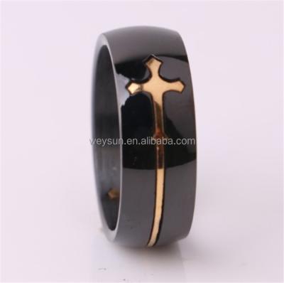 China High Quality Separable Cross Ring In EU And AU Vnox For Women Men Black Color Stainless Steel Cool Design Male Jewelry for sale