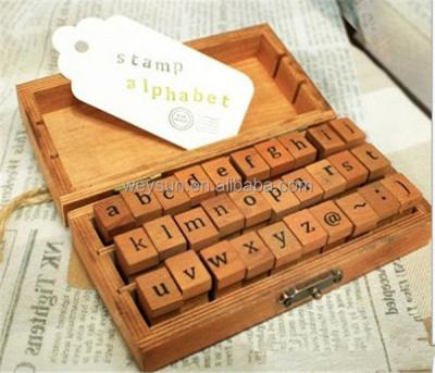 China 30pcs Children's Toy Vintage Alphabet Letters Wooden Rubber Stamps Tiny Seal Set for sale