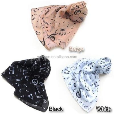 China Fashion Chiffon Scarves Music Notes Printed Long Scarf 4 Colors for sale